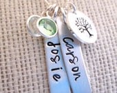 Personalized Necklace - Family Tree with crystals - Mother's Necklace