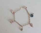 Memorial Day Sale Vintage charm bracelet Italian silver school education theme