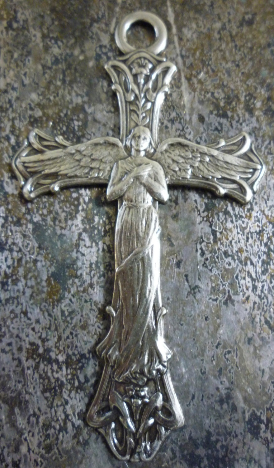 art nouveau angel cross