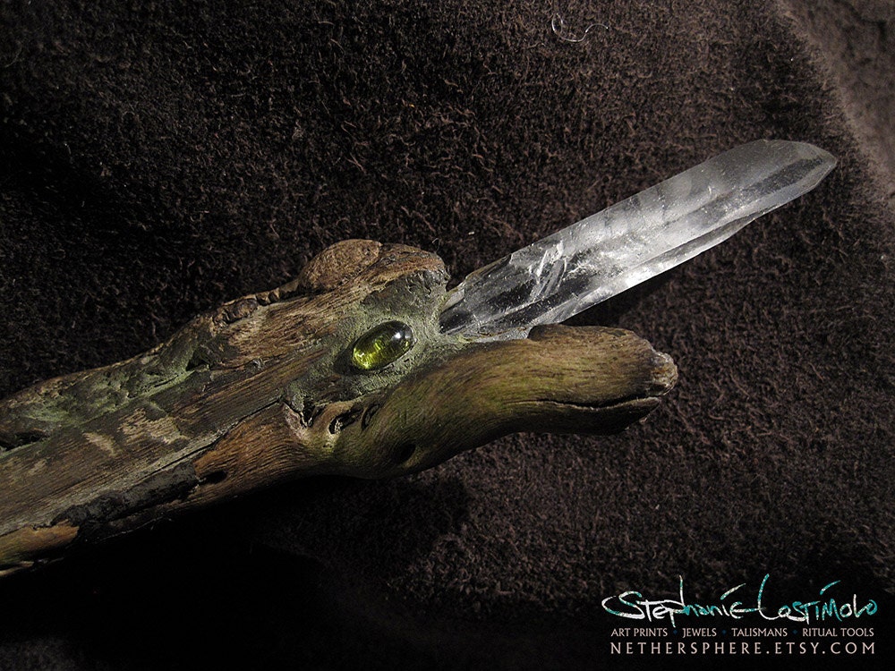 The Ascent - Quartz Black Tourmaline Peridot Crystal Wand
