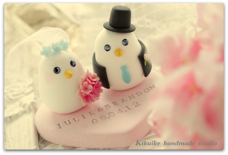 bride and groom birds Wedding Cake Topper