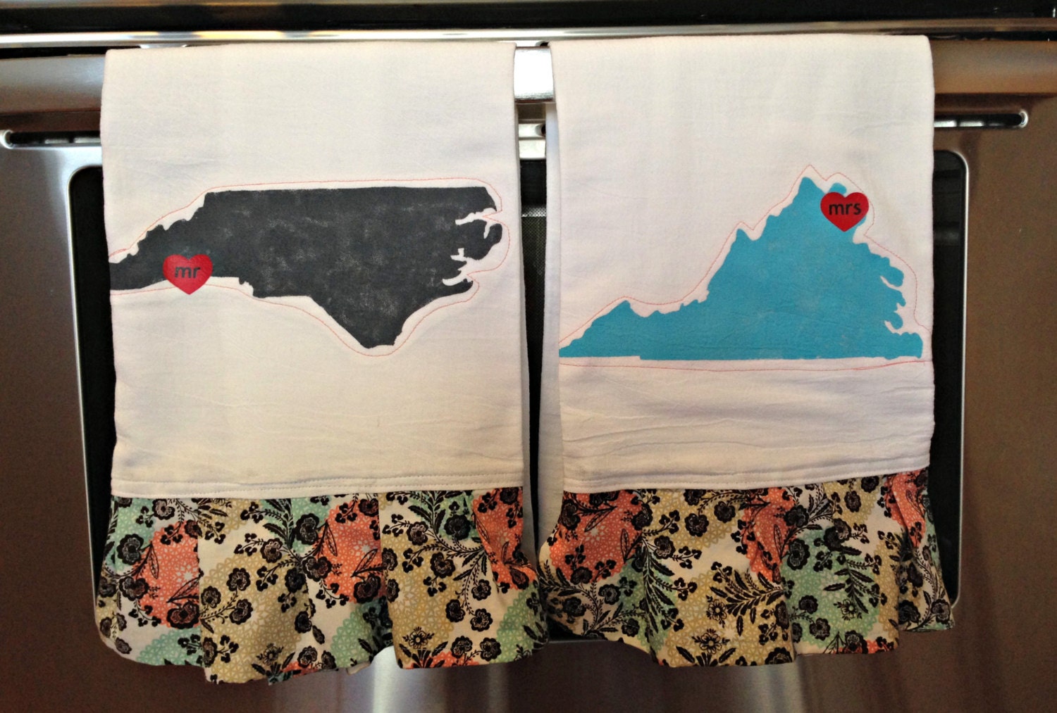 Custom State Love Ruffled Tea Towel Set