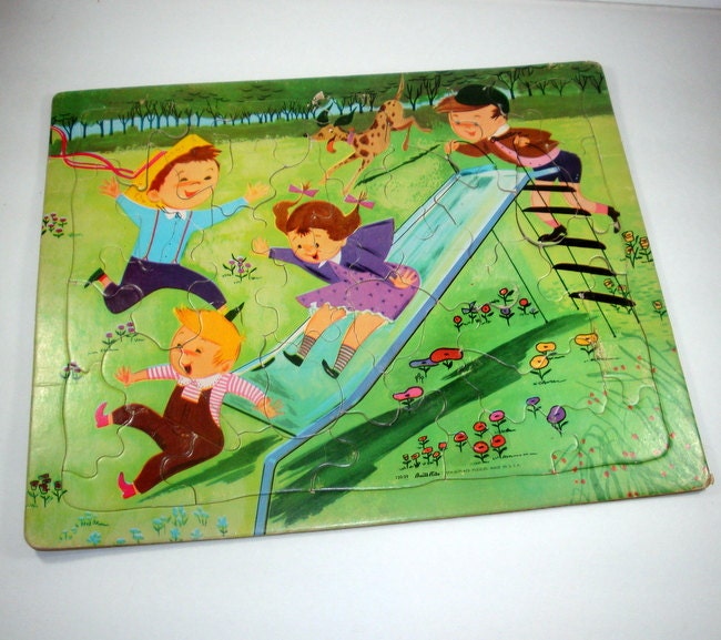 Vintage Puzzle, Tray, Child's, Built Rite Stay In Place