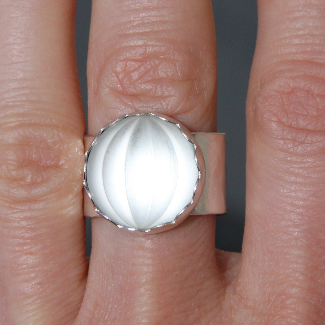 YOUR SIZE Glowing Glass and Sterling Silver Ring