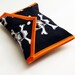 Skull and Crossbones Handmade Pouch - white snap fastening - Kezbirdie