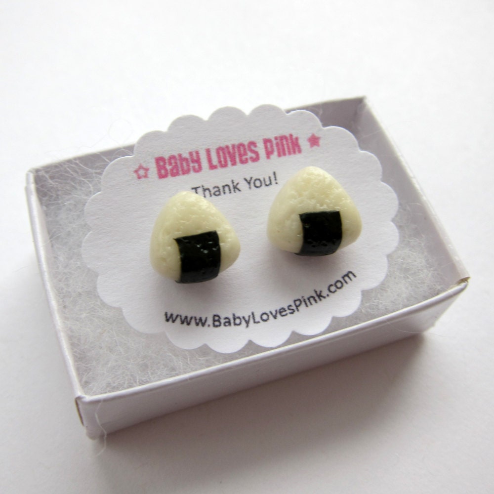 Onigiri Rice Ball Sushi Stud Earrings