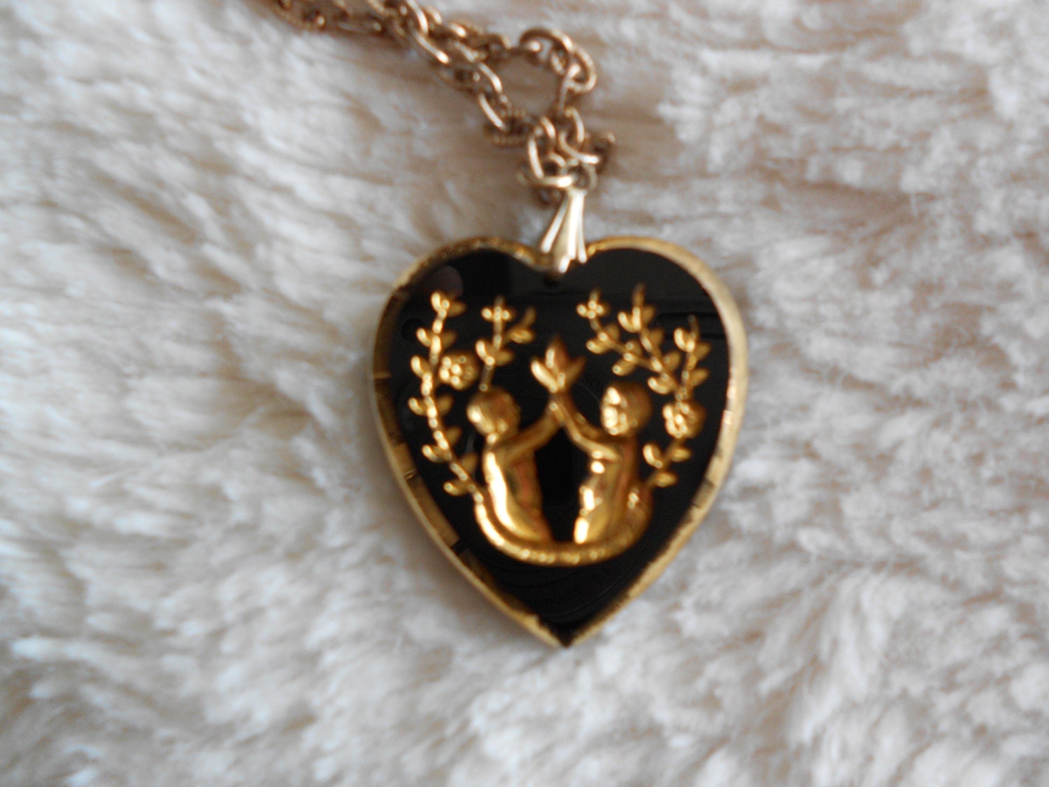 vintage adam and eve heart necklace