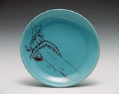 Battle Dessert Plate/  blue pottery
