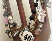 Handmade Wire Wrapped Altered Bracelet Pink Bracelet Vintage Style Bohemian Bracelet Vintage Gypsy Chic Bracelet Altered Charm Bracelet