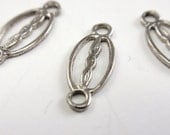 Tiny Connector Beads Vintage Silver Tone  Reclaimed Fancy Twisted Centers