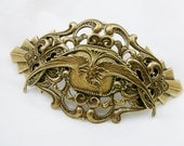 Bird in Flight Barrette in Antiqued Brass Victorian Style