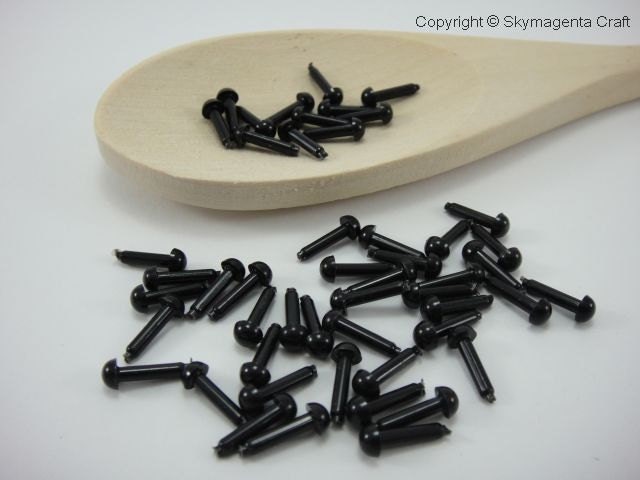 100 pieces of Mini Doll EYES - NO WASHER, Black Color, Diameter 4 mm (01061)