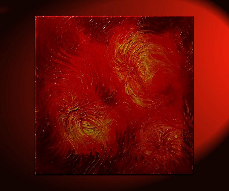 Large Red Abstract Painting Textured Wall Art Original Passionate Home or Office Decor Valentine Ready to ship 30x30