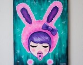 Drug Bunny - Original Acrylic Painting on Canvas - FREE SHIPPING