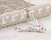 Pink Pearl Earrings Romantic Flower Beads Sterling Silver Ear Wires