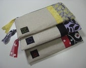 Set of 3 Personalized, Initialed zipper pouches, iphone wallet, Made To Order