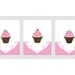 Pink and Brown Cupcake Art Prints, baby girl nursery decor, set of 3, 8 x 10 art prints
