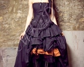 Steampunk Wedding Dress Gothic Lolita Inspired Vampire in Black Cotton- Custom to Order