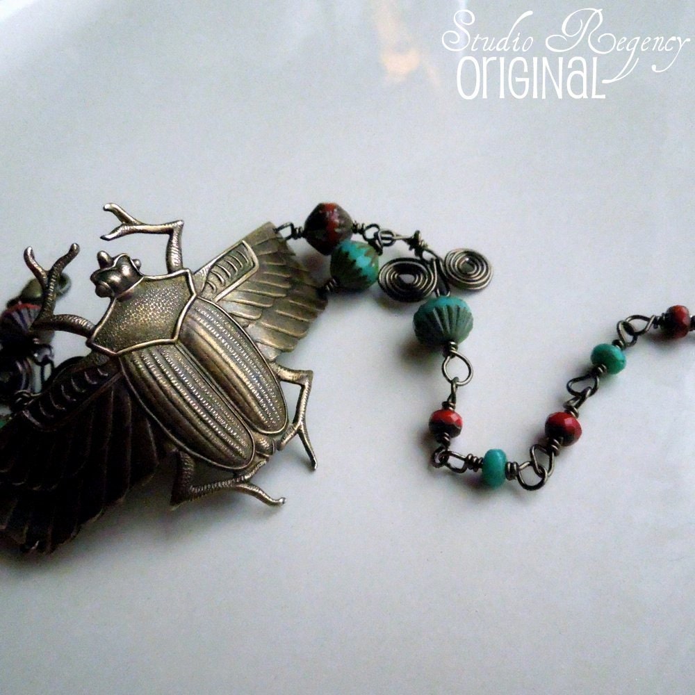 Bracelet - Egyptian Bracelet -  Egyptian Scarab Bracelet - Cuff Bracelet -  Egyptian Jewelry - Beetle Bracelet - Queen of the Nile