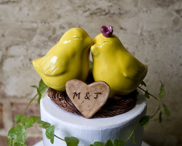 Yellow Love Bird Cake Topper