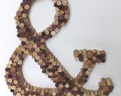 Ampersand Wine Cork Wall Art.  Wine cork board home decor, wall hanging.