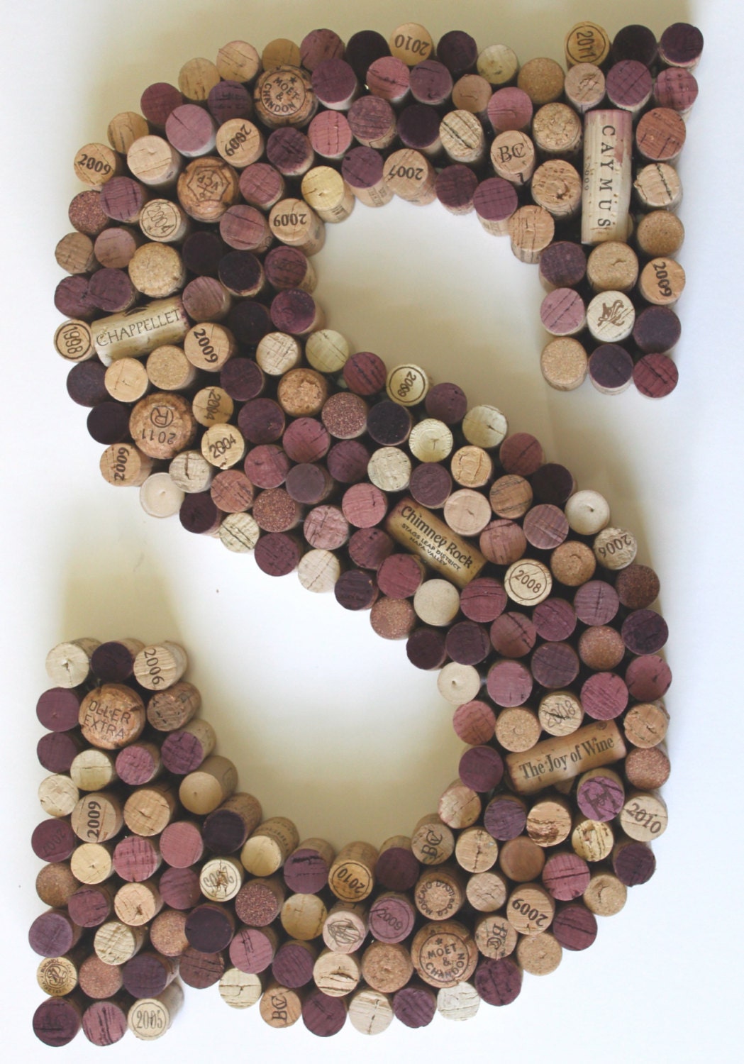 Letter S Wine Cork Wall Art.  Monogram Wine cork board home decor, wall hanging.