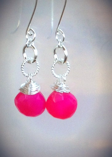 Sterling silver wire wrapped pink chalcedony 