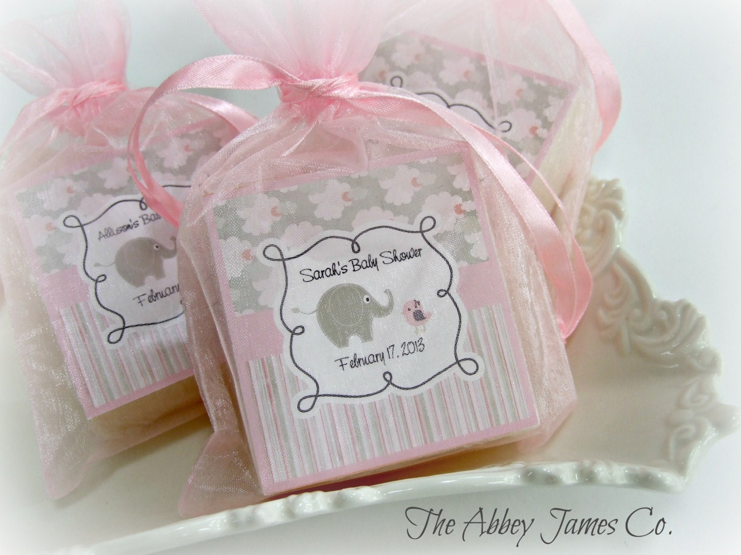 Baby shower soap favors, Abbey James, shower favors, baby shower elephant favor