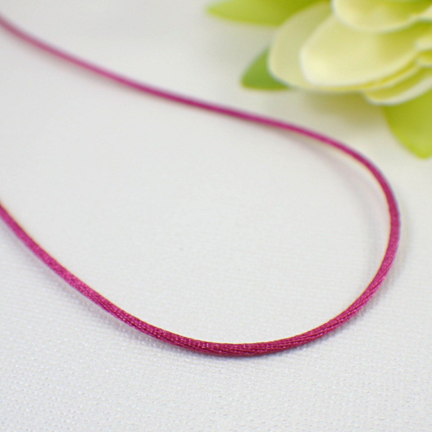 Rose pink satin necklace cord handcrafted single pick your length fushia plum