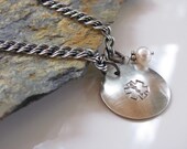 Medical Alert Bracelet in Sterling Silver with a Freshwater Pearl Dangle