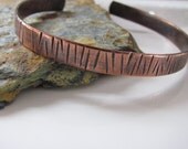 Copper Cuff Bracelet, Hand Textured and Antiqued