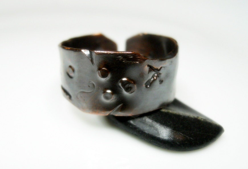 Copper Relic Ring - Wide Band - Dark Patina - OOAK
