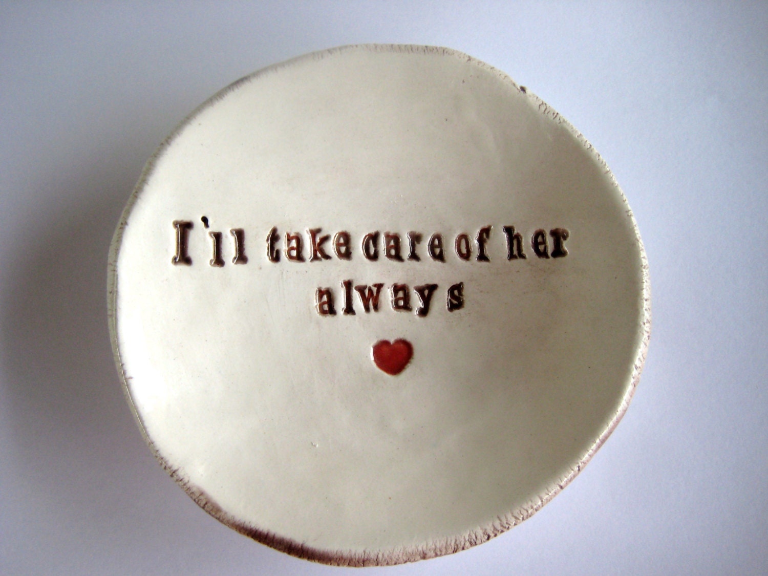 I'll Take Care of Her Always. A promise from the Groom to the Mother and Father of the Bride Jewerly Dish