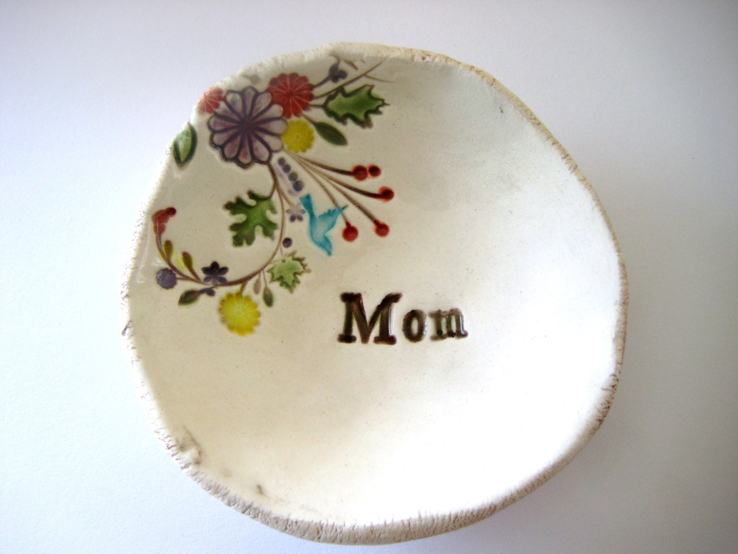 Mom  with Spring/Summer Flowers Small Jewelry Dish