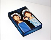 Starry Night - ACEO Giclee print mounted on Wood (2.5 x 3.5 inches) Folk Art  by FLOR LARIOS
