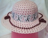 Cute Little Pink Paris Eiffel Tower Easter Hat With Beads, Flowers Great For Tea Parties