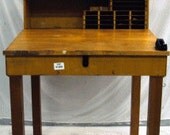 Vintage Solid Wood Primitive Industrial Shop Foreman Desk Mammoth