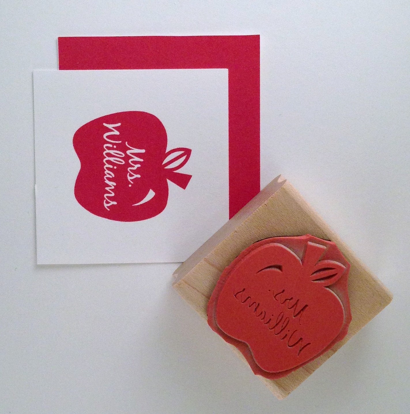 Teacher Apple Personalized Rubber Stamp