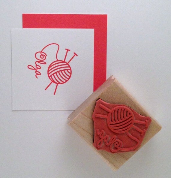 Knitting Personalized Rubber Stamp