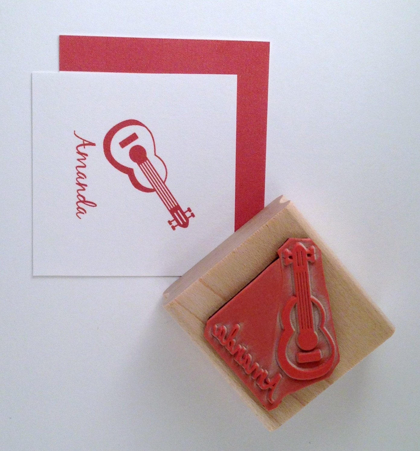Personalized Accoustic Guitar Rubber Stamp
