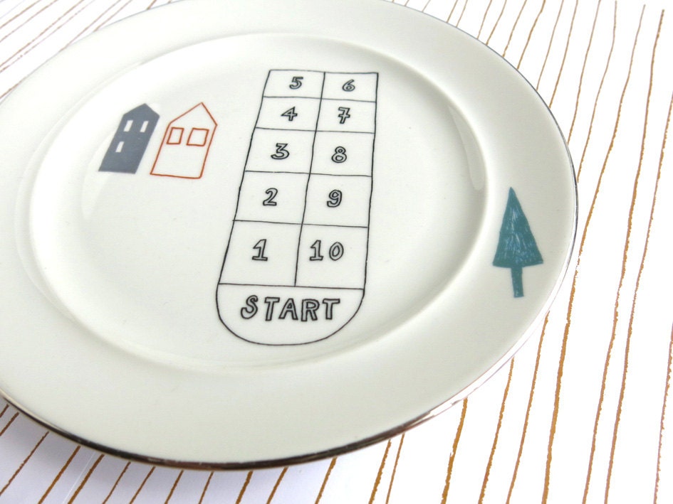 SALE - Plate - Hopscotch and houses