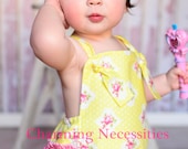 Baby Girl Sunsuit Romper Bubble with Ruffles - Cottage Garden Yellow