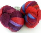 DESTASH SALE - Aurelia Wool Topknots - 2 Bumps of Blended Wool Fiber - REDs