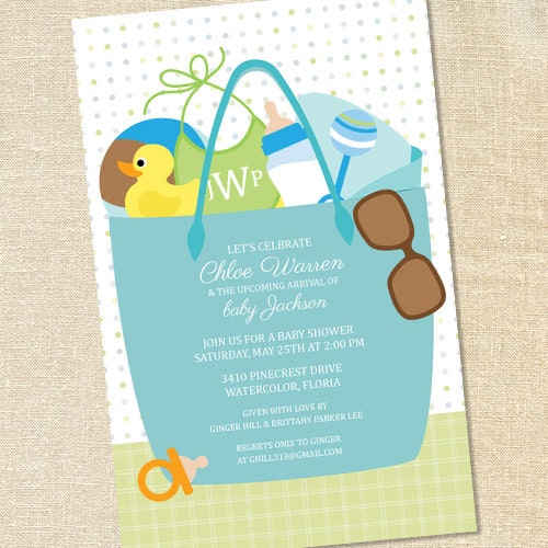 Sweet Wishes 20 Monogrammed Diaper Bag Beach Baby Shower Invitations - Custom Quantities (As Low as 1.19 Each) Il_170x135