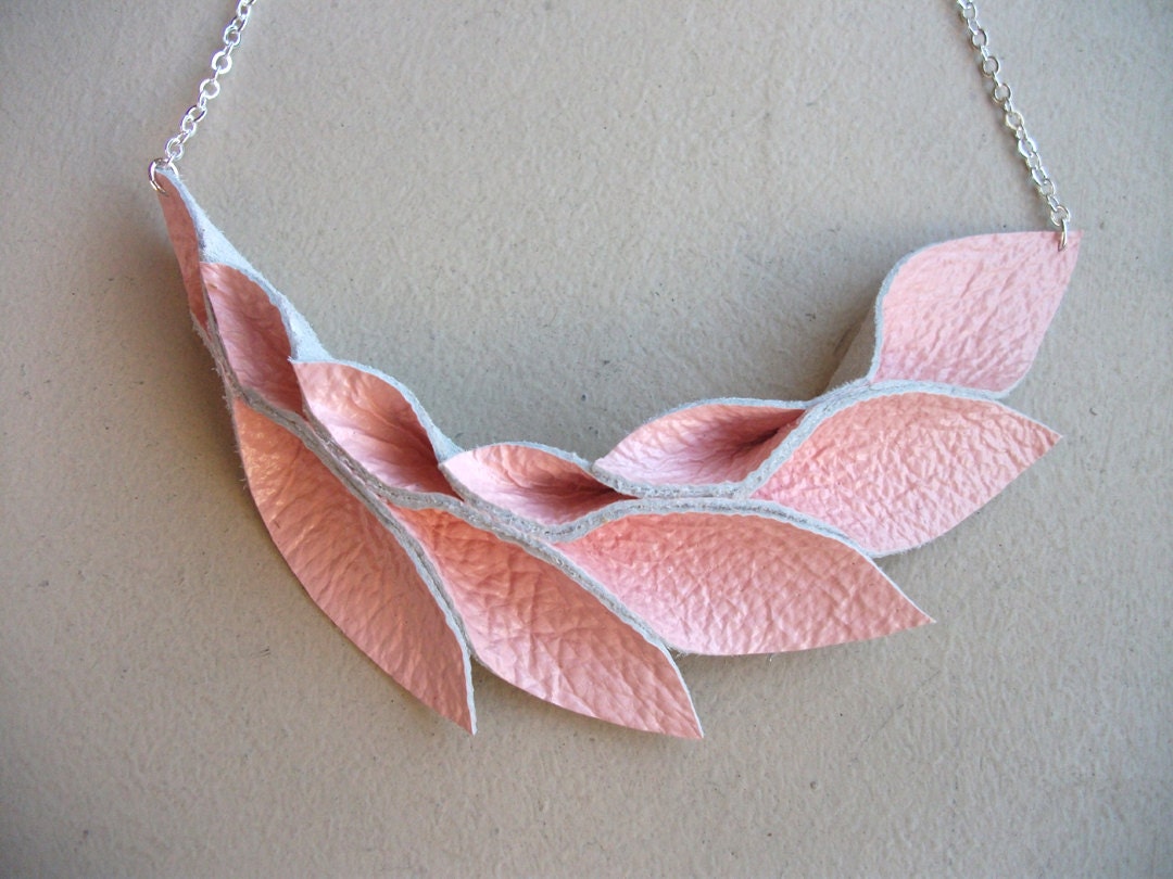 Petal Collection:  Pink Leather Petals Necklace