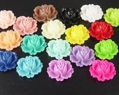 Cabochon Flower 10 Resin Flower Rose Opaque 18mm x 16mm x 6mm thick CHOOSE from 21 COLORS Choices (1022cab18m1)