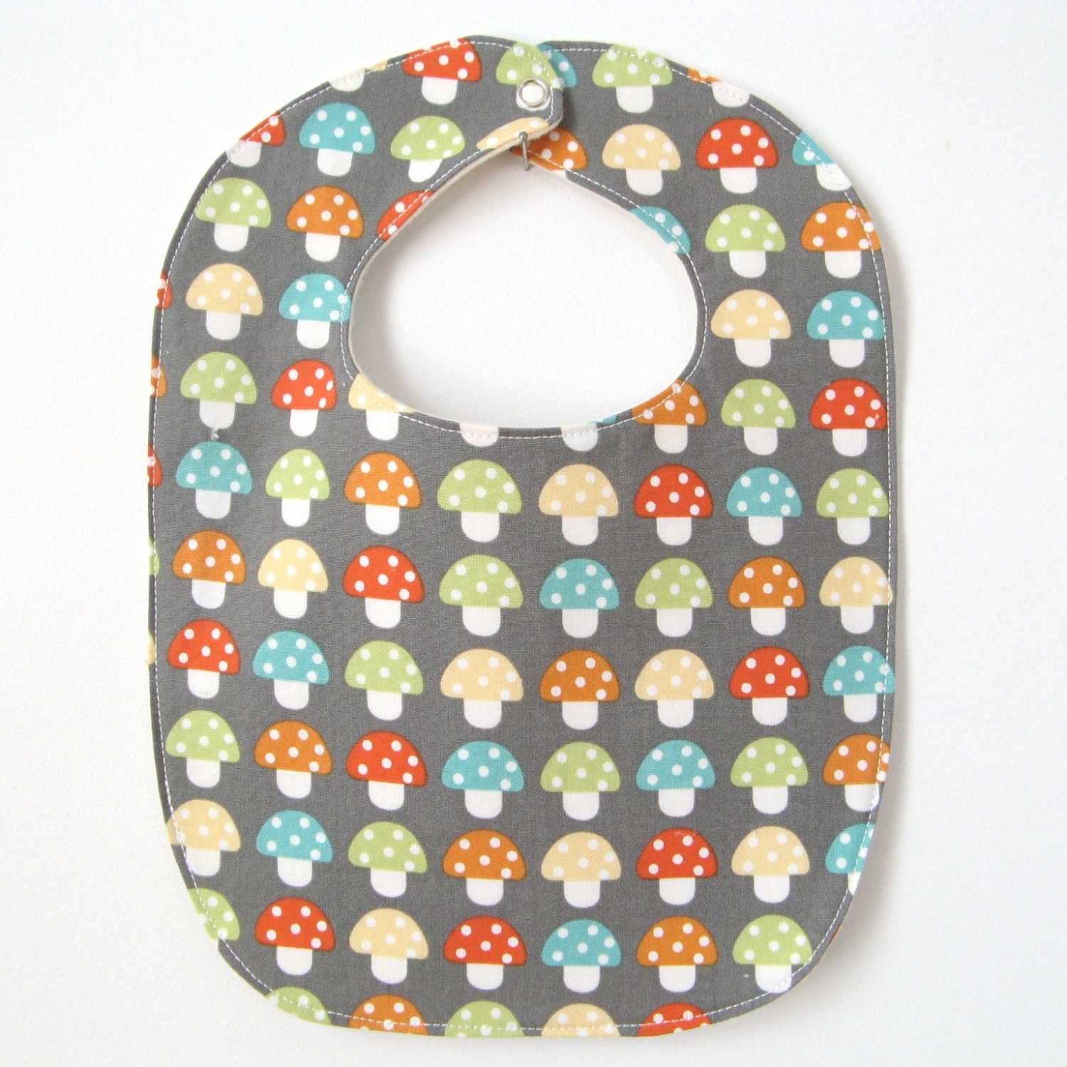 Mushrooms Baby Bib / Snap Bib / Gender Neutral / Cotton and Organic Flannel / Infant Bib / Baby Shower gift