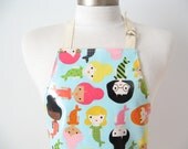 Youth apron AGE 9-12 / Laminated / Paint smock / Craft apron / Art smock / Full arpon / Children apron / Garden apron / kitchen