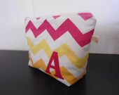 Rainbow Chevron Pouch - A Monogrammed Letter - Ready to Ship - Or Choose your own letter