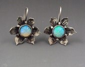 Flower Opal Earrings with Carved Australian Opal Flower Cabochons
